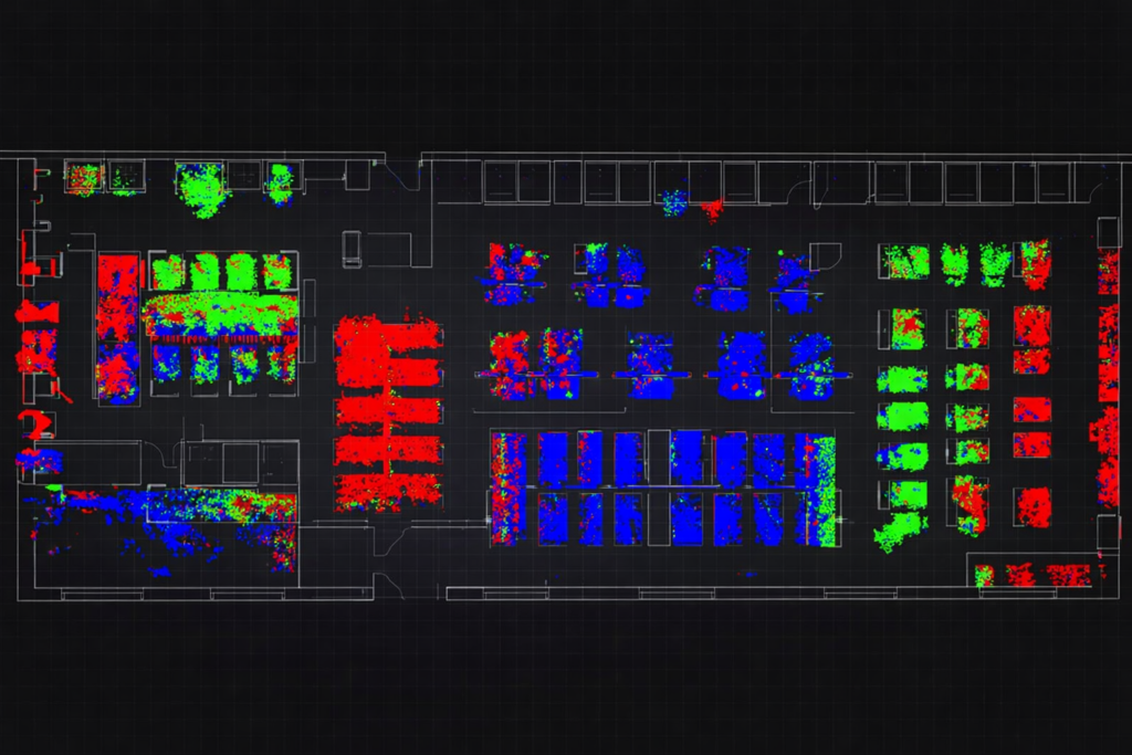 Real-time LiDAR point cloud data captured across a 2,000+ sqm deployment area